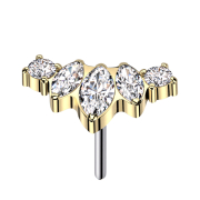 Threadless vergoldet drei Ovale und zwei runde Kristalle...