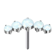 Threadless gebogen silber fünf Opale weiss