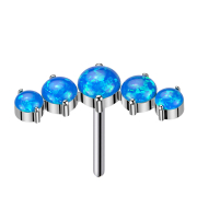 Threadless gebogen silber fünf Opale blau