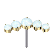 Threadless curved gold-plated five white opals
