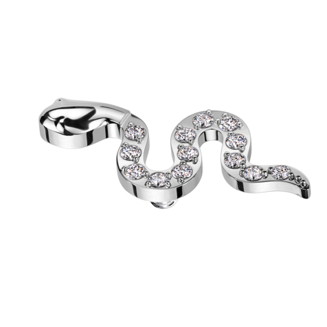 Dermal Anchor Snake Silver Crystals Silver
