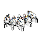 Éventail Dermal Anchor argent avec cinq cristaux...