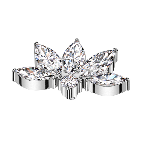 Ancoraggio cutaneo mezzo fiore di loto cristalli argento argento