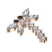 Dermal Anchor Libelle rosegold Kristalle silber