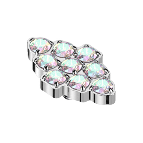 Ancoraggio dermico Diamante cristalli multicolori argento