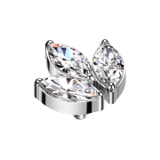 Ancrage dermique argenté trois cristaux ovales...