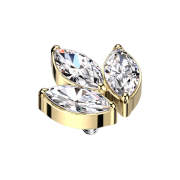 Ancrage dermique plaqué or trois cristaux ovales...