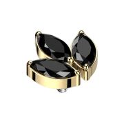 Ancrage dermique plaqué or trois cristaux ovales...