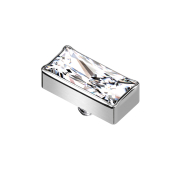 Dermal Anchor rechteck silber Kristall silber