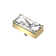 Dermal anchor, rectangular, gold-plated, crystal, silver