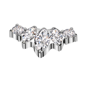 Dermal Anchor silber drei Ovale und zwei runde Kristalle...