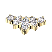 Dermal Anchor vergoldet drei Ovale und zwei runde...