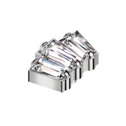 Ancoraggio dermico argento tre cristalli baguette argento