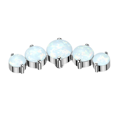 Dermal Anchor gebogen silber fünf Opale weiss