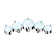 Dermal Anchor gebogen silber fünf Opale weiss
