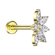 Micro Labret Innengewinde vergoldet halbe Lotusblume...