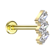 Micro Labret Internal Thread Gold-Plated Three Rectangles...
