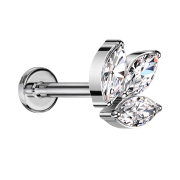 Micro Labret Innengewinde silber drei Ovalen Kristalle...