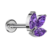 Micro Labret Innengewinde silber drei Ovalen Kristalle...