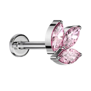 Micro Labret filettatura interna argento tre cristalli...