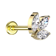 Micro Labret filettatura interna placcato oro tre...