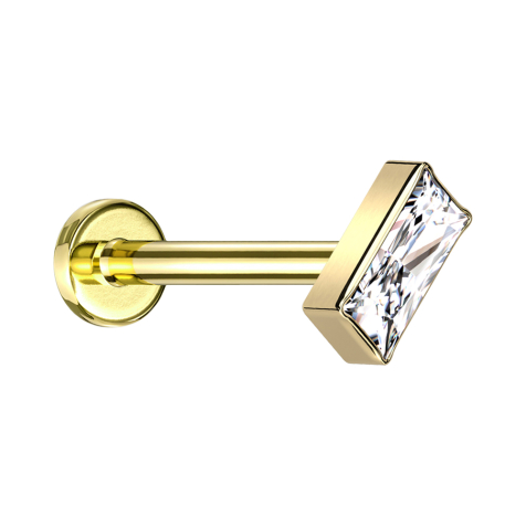 Micro Labret Internal Thread Gold-Plated Rectangular Gold-Plated Crystal Silver