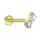 Micro Labret Internal Thread Gold-Plated Rectangular Gold-Plated Crystal Silver