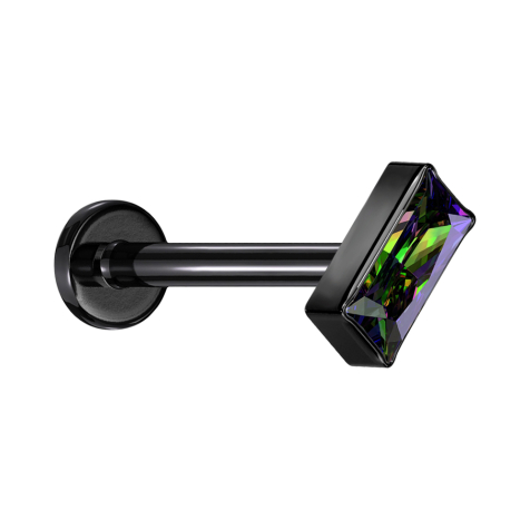 Micro Labret Internal Thread Black Rectangular Black Crystal Dark Multicolor