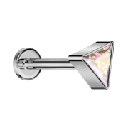 Micro Labret Innengewinde silber dreieck silber Kristall...