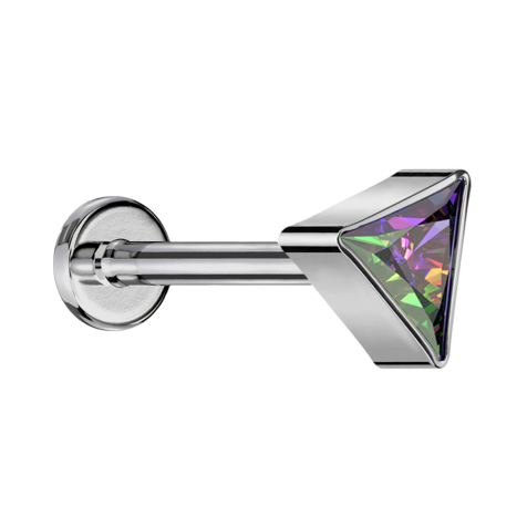 Micro Labret Innengewinde silber dreieck silber Kristall dunkel multicolor