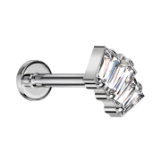 Micro Labret filettatura interna argento tre cristalli...