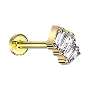 Micro Labret Innengewinde vergoldet drei Baguette...