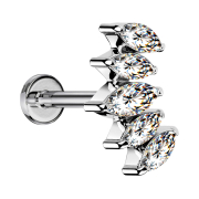 Micro Labret filettatura interna argento ventaglio...