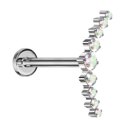 Micro Threadless Labret silver curved silver nine round...