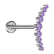 Micro Threadless Labret silver curved silver nine round...