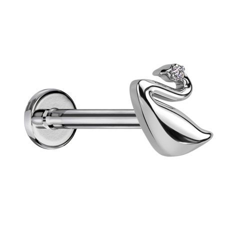 Micro Labret filetage intérieur argent cygne argent cristal argent