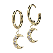 Folding earring gold-plated pendant moon crystals silver