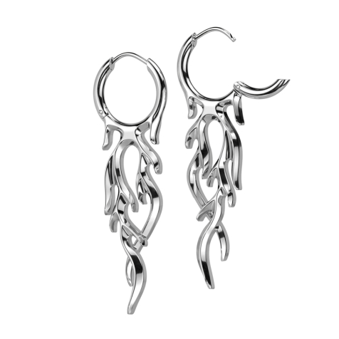 Folding earring silver flame