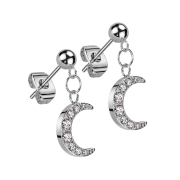 Ohrstecker silber Kugel Anhänger Mond Kristalle silber