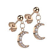 Ohrstecker rosegold Kugel Anhänger Mond Kristalle...