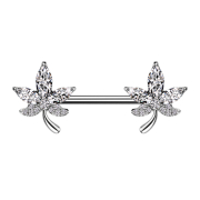 Barbell silver leaf crystals silver