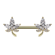 Barbell placcato oro cristalli a foglia argento