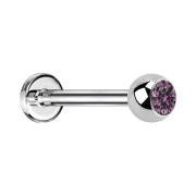 Micro labret silver with ball crystal light violet