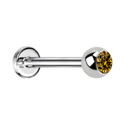 Micro labret silver with ball crystal topaz