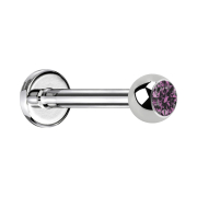 Labret argenté avec boule de cristal violet clair