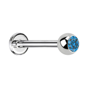 Micro labret silver with ball crystal light blue