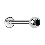 Micro labret silver with ball crystal black