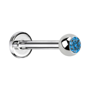 Labret argenté avec boule de cristal clair