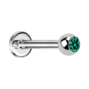 Labret argent avec boule cristal turquoise