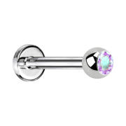 Labret silver with ball crystal multcolor